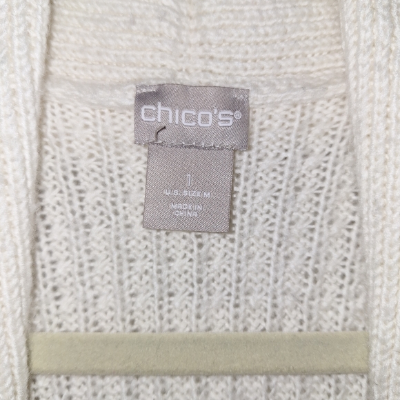 Chico's Cream Textured Women's Cardigan Size 1/S - Picture 5 of 8